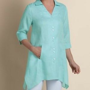 SOFT SURROUNDINGS Seabrook Shirt Tunic Linen XS  (2-4)